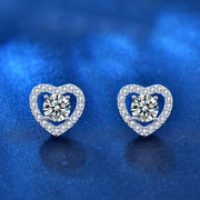 925 Silver Diamond Moissanite Heart Earrings