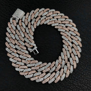 12mm 2 color Diamond Prong Cuban Chain/Bracelet