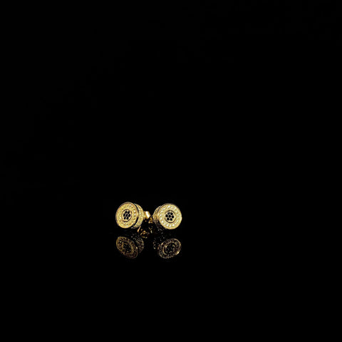 925 silver black dot Double Round Earrings