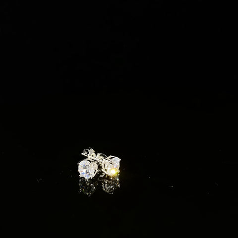 14k Round Cut Diamond Earrings - Pair