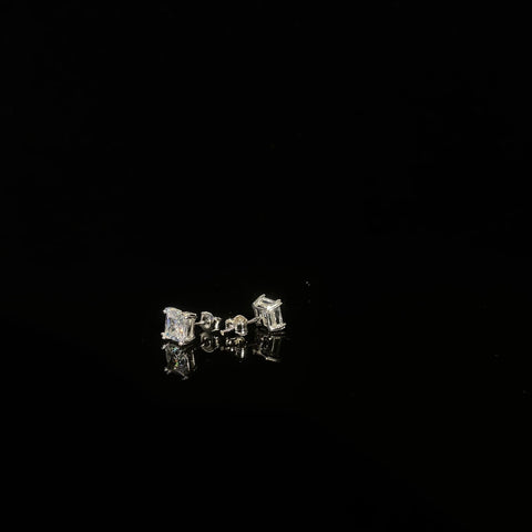 14k Square Cut Diamond Earrings