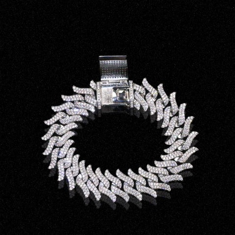 15mm Spiked Diamond Cuban Bracelet