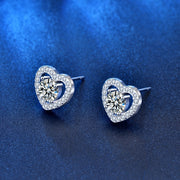 925 Silver Diamond Moissanite Heart Earrings
