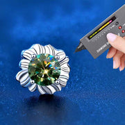 925 Silver Diamond Moissanite Green Sunflower Earrings