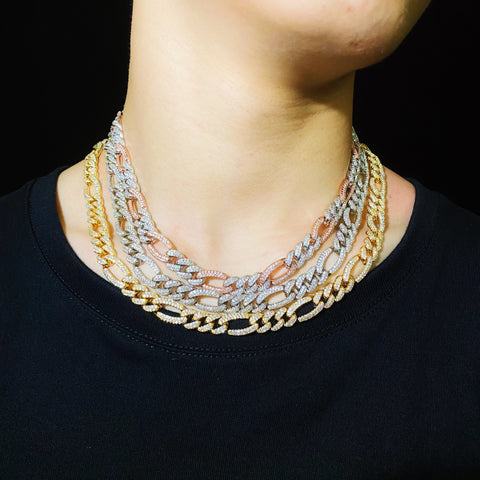 10mm Diamond Figaro Chain