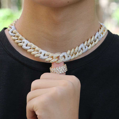 2 Tone Gucc Cuban Diamond Chain