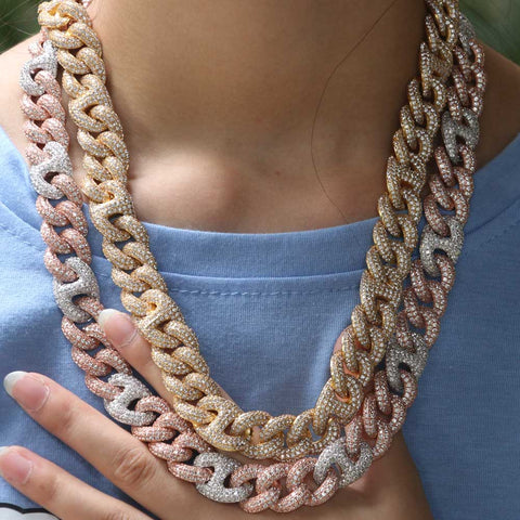 2 Tone Gucc Cuban Diamond Chain