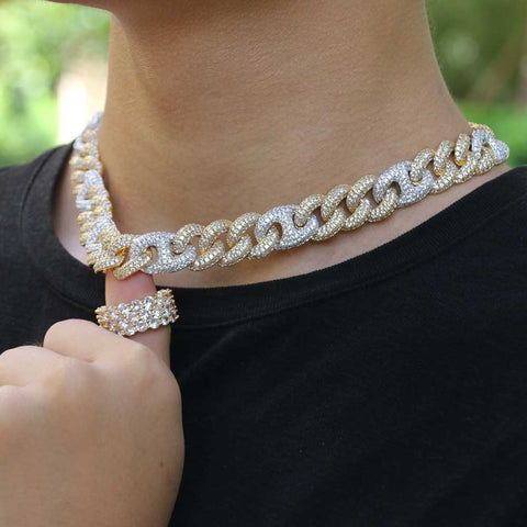 2 Tone Gucc Cuban Diamond Chain